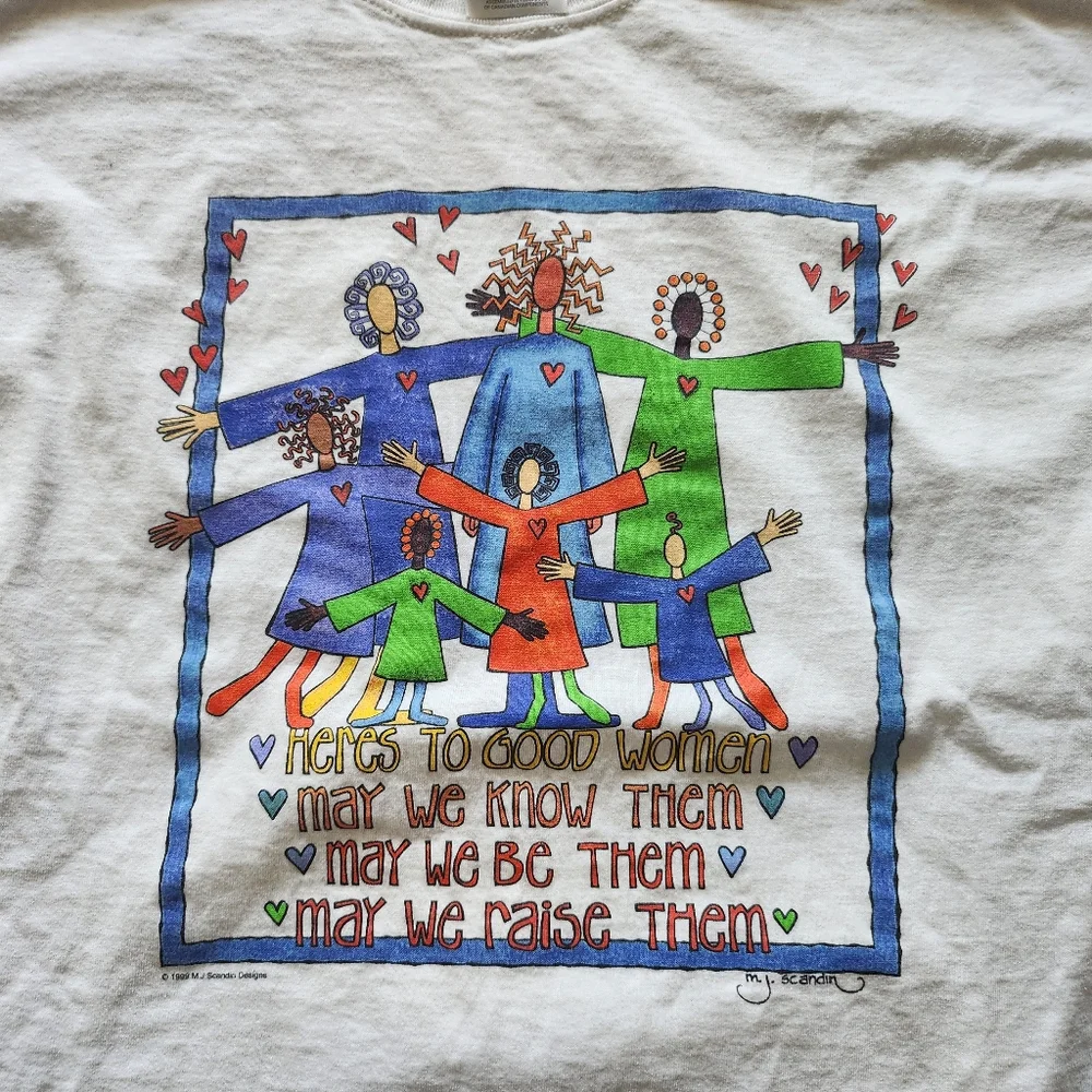90s Here's To Good Women Feminist Long Sleeve Tshirt - Picture 3 of 8